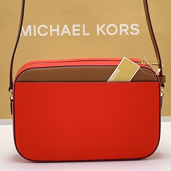 MICHAEL KORS LARGE EAST WEST ZIP CHAIN XBODY DARK SANGRIA / BROWN COLOR - Picture 10 of 15